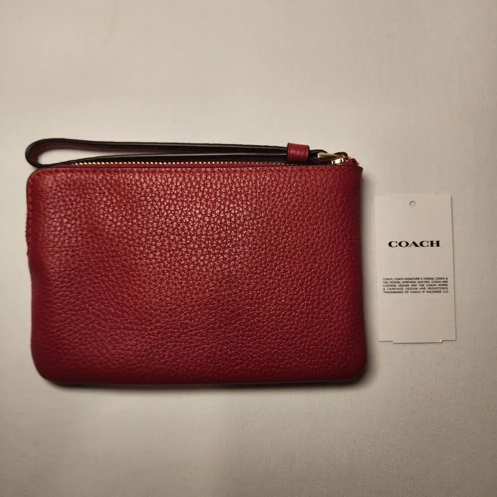 NWT Coach CZ529 Lunar New Year 2025 Corner Zip Wristlet YEAR OF SNAKE Red